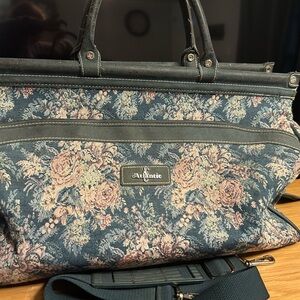 Floral Tapestry Tote in Blue and Pink